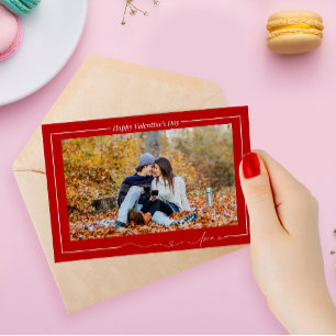 Simple Happy Valentines Day Couple Liebe Foto Rot Feiertagskarte