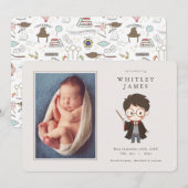 Simple Harry Potter Baby Birth Ankündigung (Vorne/Hinten)