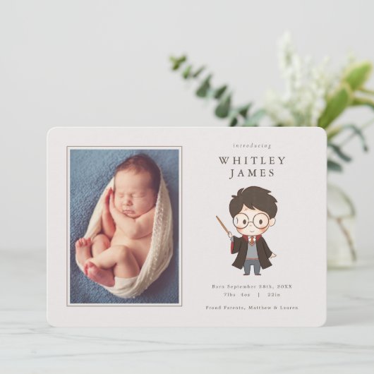Simple Harry Potter Baby Birth Ankündigung (Stehend Vorderseite)