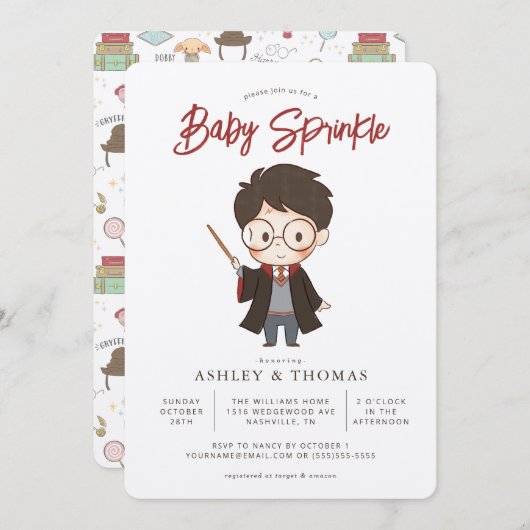 Simple Harry Potter Baby Sprinkle Einladung (Vorne/Hinten)