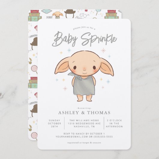 Simple Harry Potter - Dobby Baby Sprinkle Einladung (Vorne/Hinten)