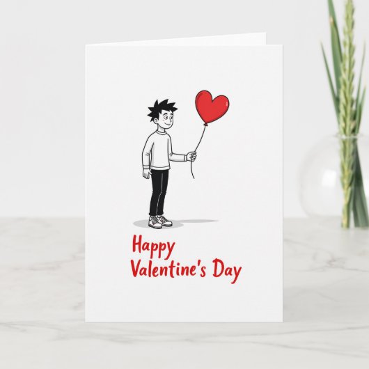Simple Heart Balloon Love Card Karte (Vorderseite)