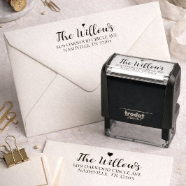 Simple Heart | Family Name & Return Address Permastempel