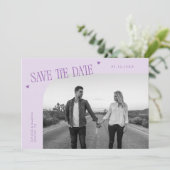 Simple Heart Lilac Curved Frame Photo Save The Date (Stehend Vorderseite)