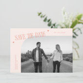 Simple Heart Peach Curved Frame Photo Save The Date (Stehend Vorderseite)