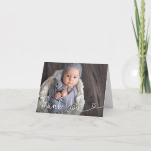 Simple Heart Script Baby Boy Dusche Dankeskarte