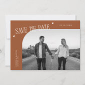 Simple Heart Terracotta Curved Frame Photo Save The Date (Vorderseite)