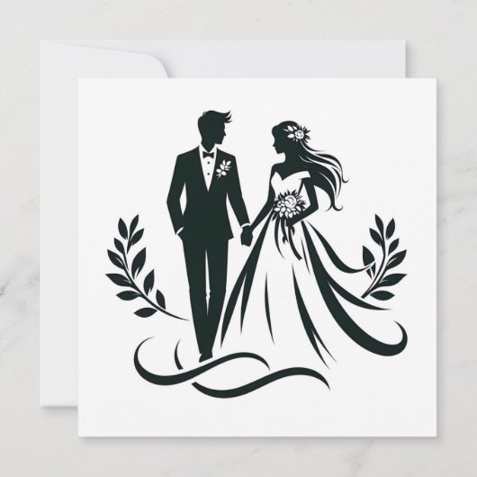 Simple Heart Wedding Thank You Card – Customizable (Rückseite)