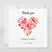 Simple Heart Wedding Thank You Card – Customizable (Vorderseite)