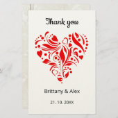 Simple Heart Wedding Thank You Card – Customizable Briefpapier (Vorne/Hinten)
