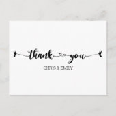 Simple Hearts and Bird Calligraphy Vielen Dank Postkarte (Vorderseite)