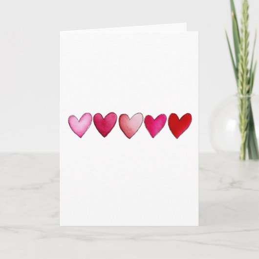 Simple Hearts Hand Drawn Minimalistic Valentine's Karte (Vorderseite)
