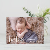 Simple Hello Baby Foto Birth Ankündigung (Stehend Vorderseite)