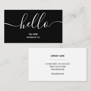 Simple Hello Elegant Minimalistisch Beruflich Blac Visitenkarte