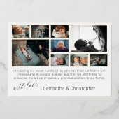 Simple Hello Foto Collage Gold Baby Ankündigung (Rückseite)