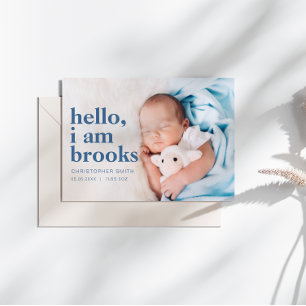 Simple Hello I Am Birth Announcement Card Einladung