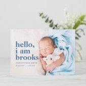 Simple Hello I Am Birth Announcement Card Einladung (Stehend Vorderseite)