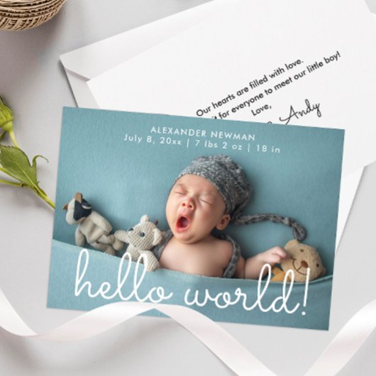 Simple Hello World Foto Geburtserklärung Einladung