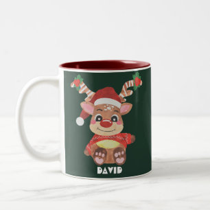 Simple Holiday Cool Trendy Rentier Weihnachten Zweifarbige Tasse