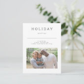 Simple Holiday Greetings Foto Personalisiert Postkarte (Stehend Vorderseite)