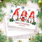 Simple Holiday Season Gnomes Weihnachtsgrüße Postkarte