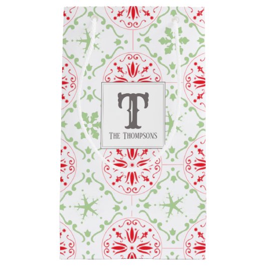 Simple Holiday Snowflake Weihnachts Monogramm Kleine Geschenktüte (Vorderseite)