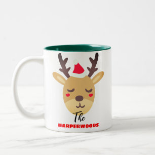 Simple Holidays Trendy Rentier Weihnachtsfamilie Zweifarbige Tasse