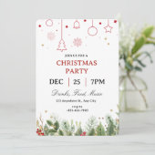Simple Holly Christmas Party Invitation Einladung (Stehend Vorderseite)