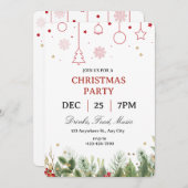Simple Holly Christmas Party Invitation Einladung (Vorne/Hinten)