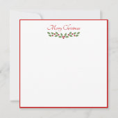 Simple Holly Leaf Christmas Classic Border Flat Mitteilungskarte (Vorderseite)