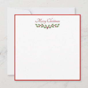 Simple Holly Leaf Christmas Classic Border Flat Mitteilungskarte