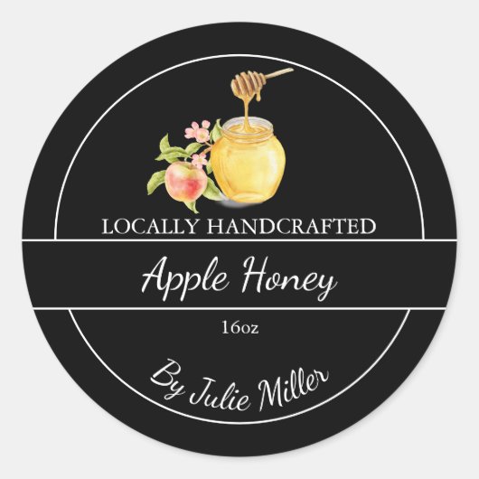 Simple Homemade Apple infused Honey Label Runder Aufkleber (Vorderseite)