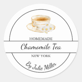 Simple Homemade Chamomile Tea Label Runder Aufkleber