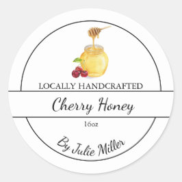Simple Homemade Cherry infused Honey Label Runder Aufkleber