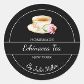 Simple Homemade Echinacea Tea Label Runder Aufkleber (Vorderseite)