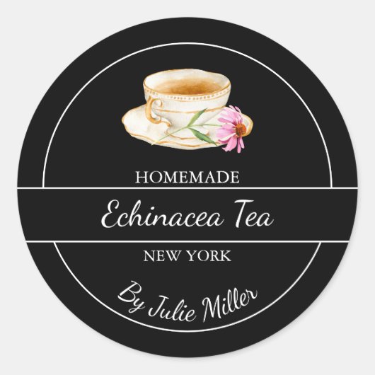 Simple Homemade Echinacea Tea Label Runder Aufkleber (Vorderseite)
