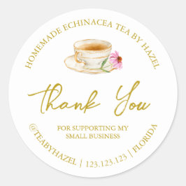 Simple Homemade Echinacea Tee Danke Label Runder Aufkleber