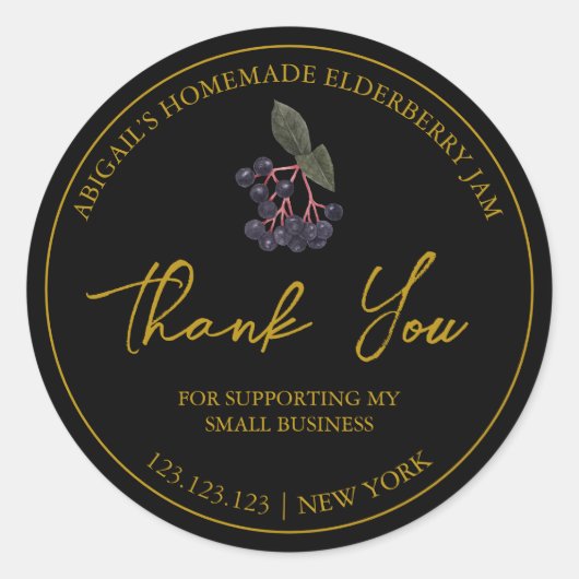 Simple Homemade Elderberry Jam Danke Label Runder Aufkleber (Vorderseite)