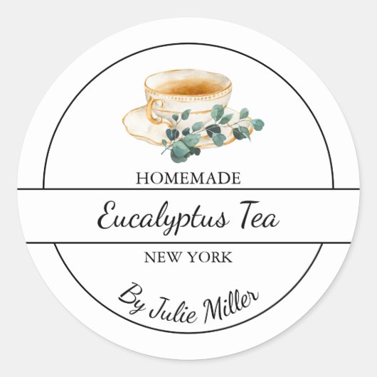 Simple Homemade Eucalyptus Tea Label Runder Aufkleber (Vorderseite)