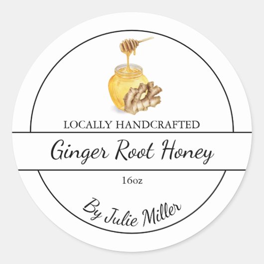 Simple Homemade Ginger infused Honey Label Runder Aufkleber (Vorderseite)