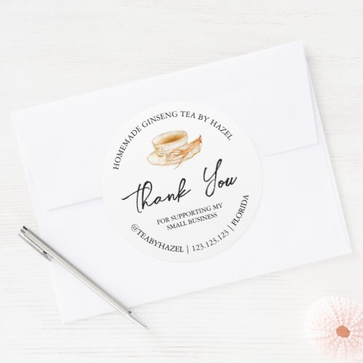 Simple Homemade Ginseng Root Tee Danke Label Runder Aufkleber (Umschlag)