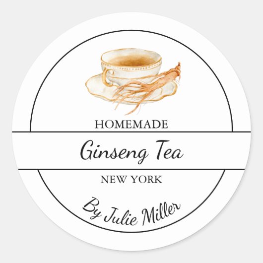 Simple Homemade Ginseng Tea Label Runder Aufkleber (Vorderseite)