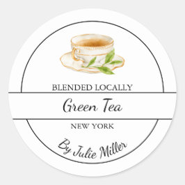 Simple Homemade Green Tea Label Runder Aufkleber