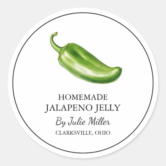 Simple Homemade Jalapeno Jelly Label Runder Aufkleber (Vorderseite)