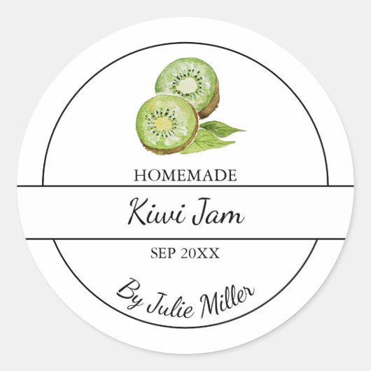 Simple Homemade Kiwi Jam Label Runder Aufkleber (Vorderseite)
