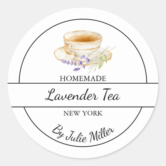 Simple Homemade Lavender Tea Label Runder Aufkleber (Vorderseite)
