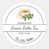 Simple Homemade Lemon Balm Tea Label Runder Aufkleber (Vorderseite)