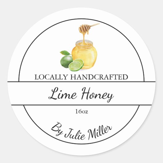 Simple Homemade Lime infused Honey Label Runder Aufkleber (Vorderseite)