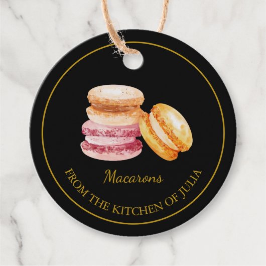 Simple Homemade Macarons Hang Tag l Black Geschenkanhänger (Vorderseite)