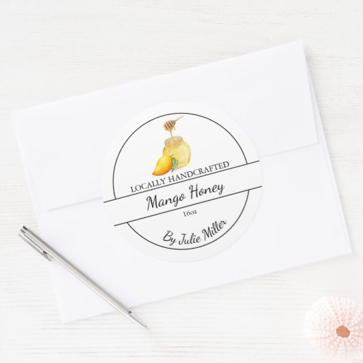 Simple Homemade Mango infused Honey Label Runder Aufkleber (Umschlag)